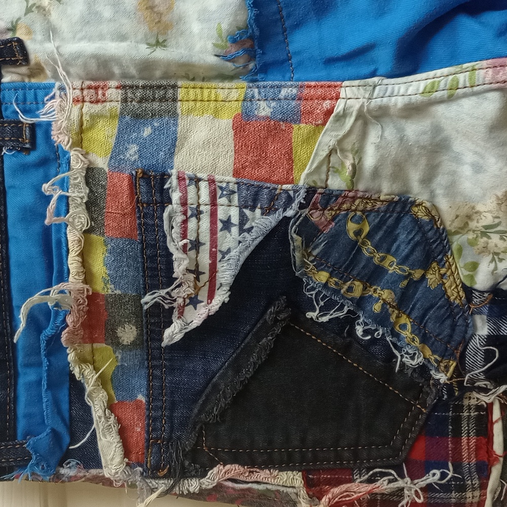 BIEPA MULTICOLORED MEN'S STRAIGHT JEANS WITH DIFFERENT FABRICS PATCHWORK ART - Picture 12 of 16